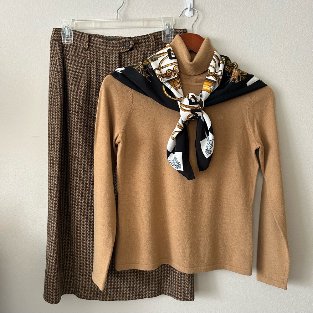 Vintage Lauren wool skirt and sweater set